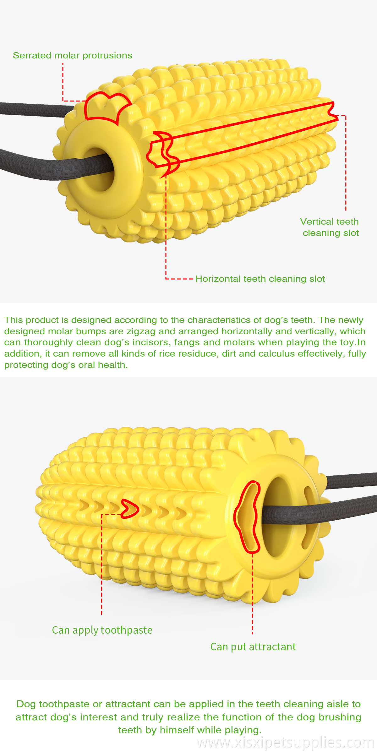 Factory Price Dual Suction Cups Corn Dog Pet Toy Wholesale Funny Pet Toys OEM Bulk Dog Toys